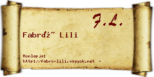 Fabró Lili névjegykártya